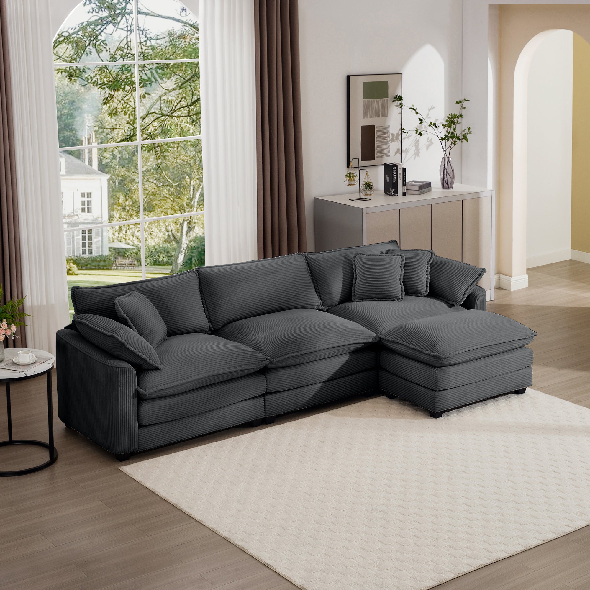 Corduroy_3-seater_sofa_with_1_footrest_L-shaped_double_sofa_with_ottoman_for_small_living_rooms_Grey_corduroy_sofa Corduroy_3-seater_sofa_with_1_footrest_L-shaped_double_sofa_with_ottoman_for_small_living_rooms_Grey_corduroy_sofa