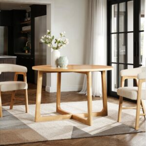 Ezra Modern Solid Wood Round Dining Table for 4