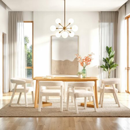 Ezra Modern Solid Wood Rectangle Dining Table for 6