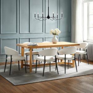 Nash Modern Farmhouse Rustic Solid Oak Wood Rectangular Dining Table