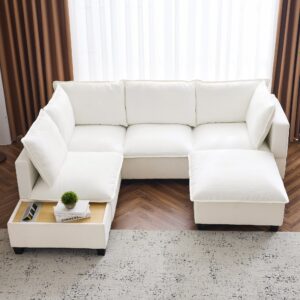 Cloud Modular U-shaped Sectional Sofa with Ottoman and Coffee Table