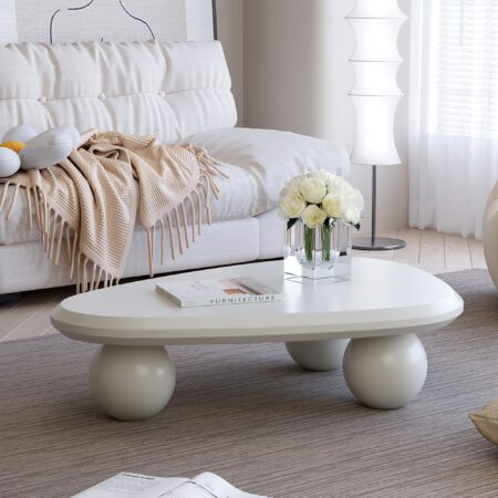 Modern Cloud Wood Coffee Table with Ball Legs